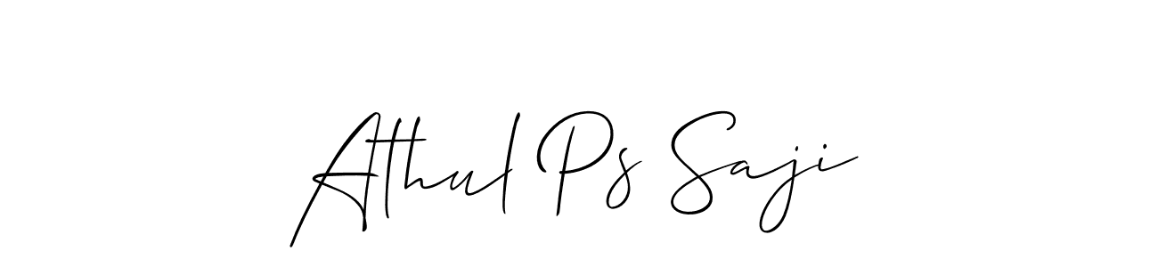 Athul Ps Saji stylish signature style. Best Handwritten Sign (Allison_Script) for my name. Handwritten Signature Collection Ideas for my name Athul Ps Saji. Athul Ps Saji signature style 2 images and pictures png