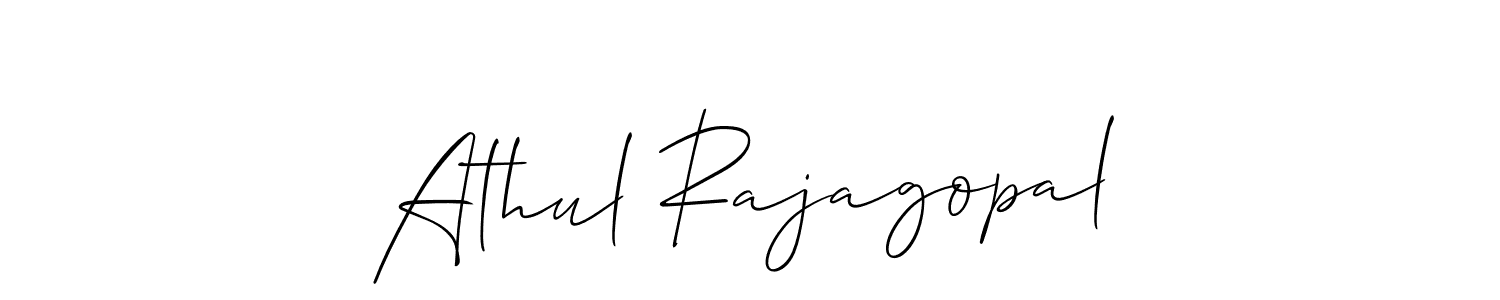 How to make Athul Rajagopal name signature. Use Allison_Script style for creating short signs online. This is the latest handwritten sign. Athul Rajagopal signature style 2 images and pictures png