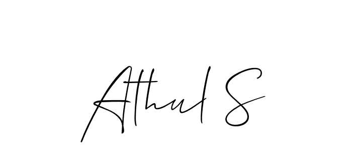 Make a short Athul S signature style. Manage your documents anywhere anytime using Allison_Script. Create and add eSignatures, submit forms, share and send files easily. Athul S signature style 2 images and pictures png