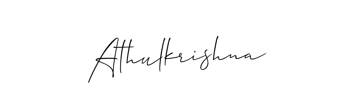 Make a short Athulkrishna signature style. Manage your documents anywhere anytime using Allison_Script. Create and add eSignatures, submit forms, share and send files easily. Athulkrishna signature style 2 images and pictures png