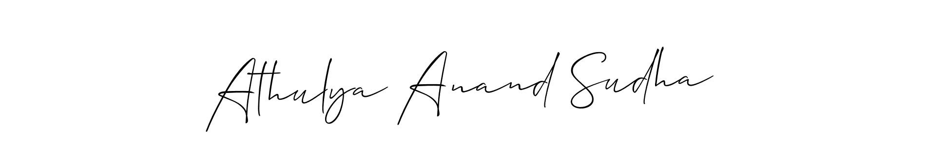 Similarly Allison_Script is the best handwritten signature design. Signature creator online .You can use it as an online autograph creator for name Athulya Anand Sudha. Athulya Anand Sudha signature style 2 images and pictures png