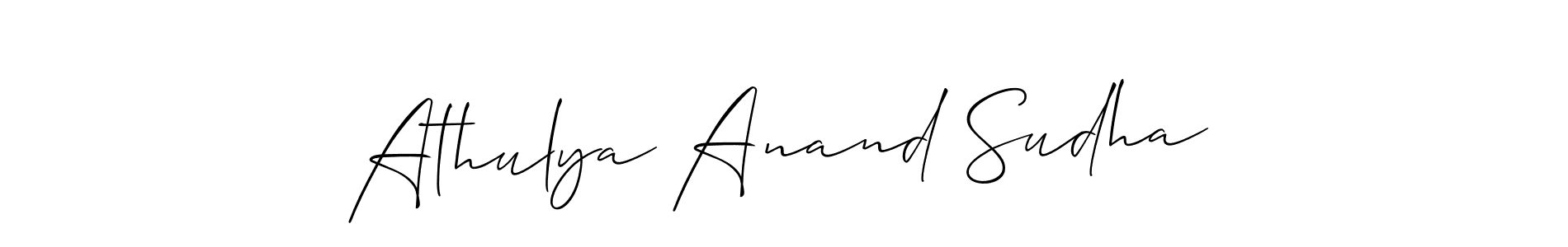 Also You can easily find your signature by using the search form. We will create Athulya Anand Sudha name handwritten signature images for you free of cost using Allison_Script sign style. Athulya Anand Sudha signature style 2 images and pictures png