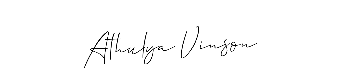 Design your own signature with our free online signature maker. With this signature software, you can create a handwritten (Allison_Script) signature for name Athulya Vinson. Athulya Vinson signature style 2 images and pictures png