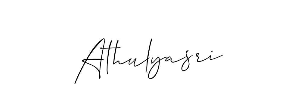 Use a signature maker to create a handwritten signature online. With this signature software, you can design (Allison_Script) your own signature for name Athulyasri. Athulyasri signature style 2 images and pictures png