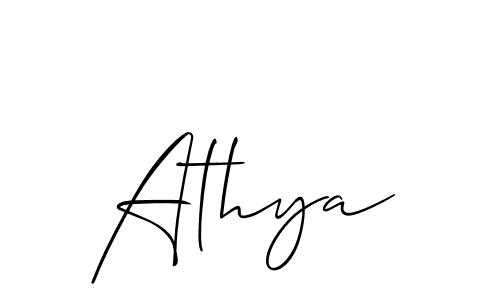 Similarly Allison_Script is the best handwritten signature design. Signature creator online .You can use it as an online autograph creator for name Athya. Athya signature style 2 images and pictures png