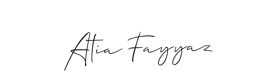 Also You can easily find your signature by using the search form. We will create Atia Fayyaz name handwritten signature images for you free of cost using Allison_Script sign style. Atia Fayyaz signature style 2 images and pictures png