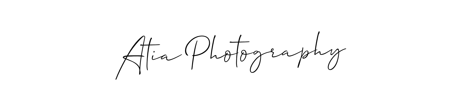 It looks lik you need a new signature style for name Atia Photography. Design unique handwritten (Allison_Script) signature with our free signature maker in just a few clicks. Atia Photography signature style 2 images and pictures png