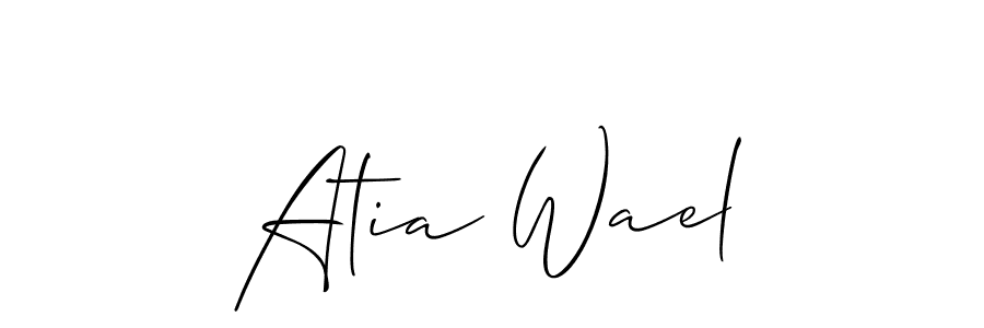 This is the best signature style for the Atia Wael name. Also you like these signature font (Allison_Script). Mix name signature. Atia Wael signature style 2 images and pictures png