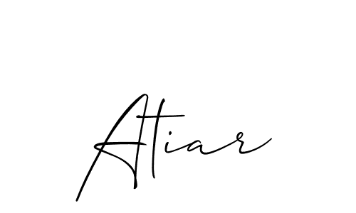 Use a signature maker to create a handwritten signature online. With this signature software, you can design (Allison_Script) your own signature for name Atiar. Atiar signature style 2 images and pictures png