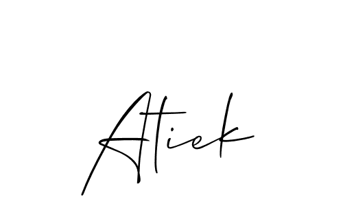 How to make Atiek name signature. Use Allison_Script style for creating short signs online. This is the latest handwritten sign. Atiek signature style 2 images and pictures png