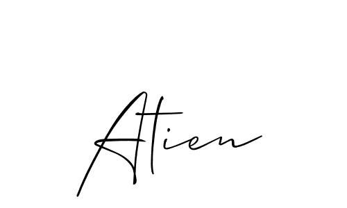 Similarly Allison_Script is the best handwritten signature design. Signature creator online .You can use it as an online autograph creator for name Atien. Atien signature style 2 images and pictures png