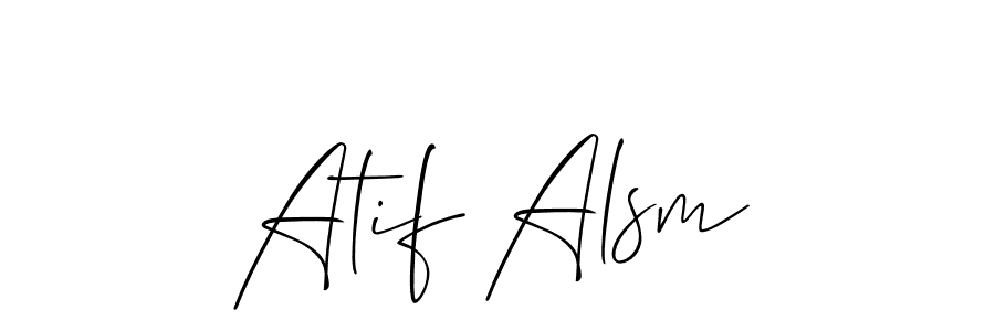 Make a short Atif Alsm signature style. Manage your documents anywhere anytime using Allison_Script. Create and add eSignatures, submit forms, share and send files easily. Atif Alsm signature style 2 images and pictures png