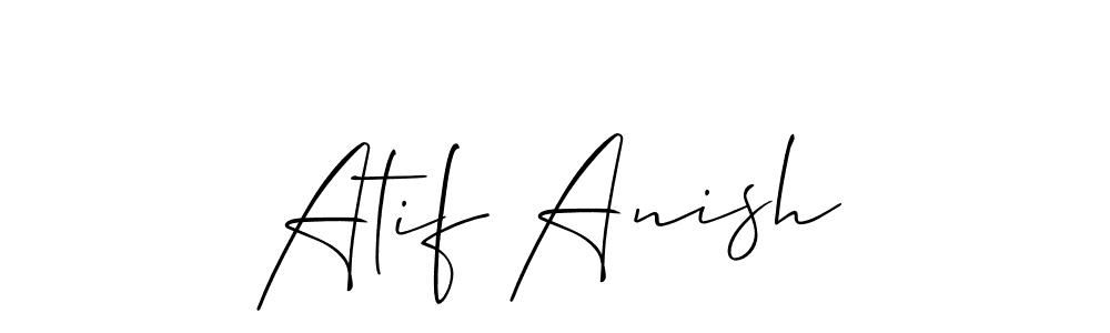 How to make Atif Anish name signature. Use Allison_Script style for creating short signs online. This is the latest handwritten sign. Atif Anish signature style 2 images and pictures png
