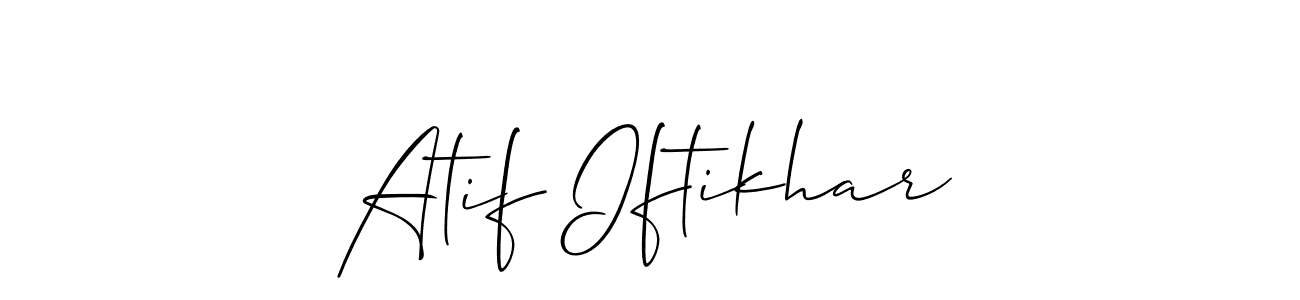 Use a signature maker to create a handwritten signature online. With this signature software, you can design (Allison_Script) your own signature for name Atif Iftikhar. Atif Iftikhar signature style 2 images and pictures png