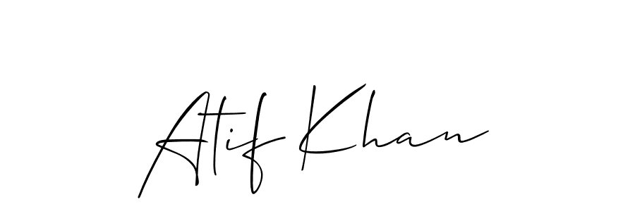 Use a signature maker to create a handwritten signature online. With this signature software, you can design (Allison_Script) your own signature for name Atif Khan. Atif Khan signature style 2 images and pictures png