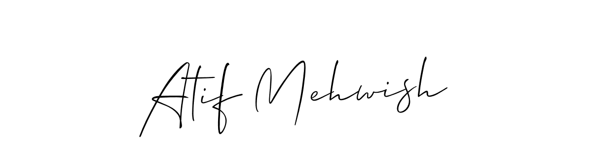 How to make Atif Mehwish name signature. Use Allison_Script style for creating short signs online. This is the latest handwritten sign. Atif Mehwish signature style 2 images and pictures png