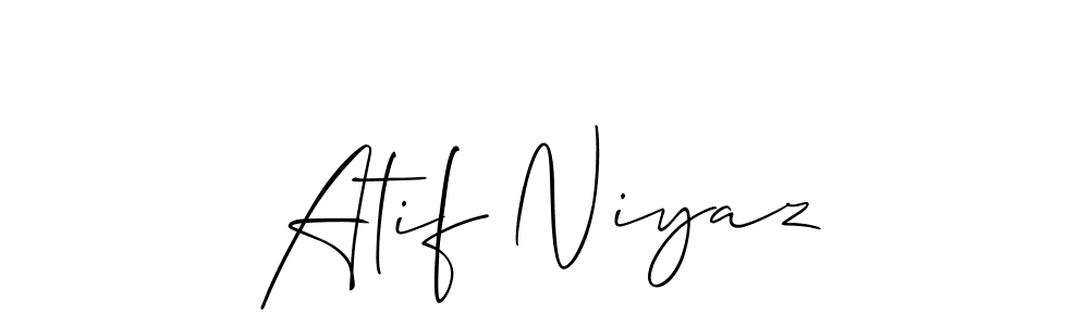 You should practise on your own different ways (Allison_Script) to write your name (Atif Niyaz) in signature. don't let someone else do it for you. Atif Niyaz signature style 2 images and pictures png