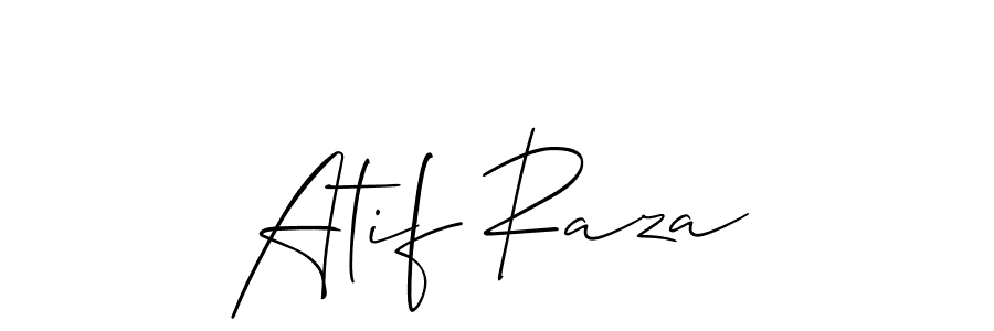 The best way (Allison_Script) to make a short signature is to pick only two or three words in your name. The name Atif Raza include a total of six letters. For converting this name. Atif Raza signature style 2 images and pictures png