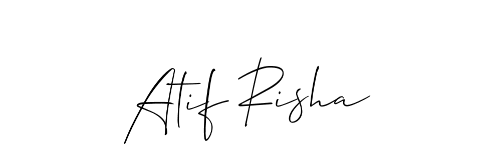 Use a signature maker to create a handwritten signature online. With this signature software, you can design (Allison_Script) your own signature for name Atif Risha. Atif Risha signature style 2 images and pictures png