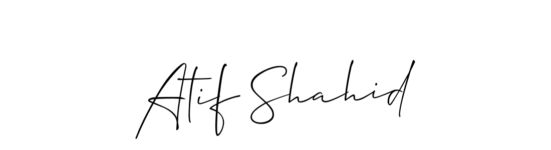 The best way (Allison_Script) to make a short signature is to pick only two or three words in your name. The name Atif Shahid include a total of six letters. For converting this name. Atif Shahid signature style 2 images and pictures png