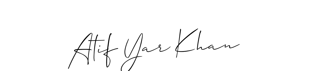 How to Draw Atif Yar Khan signature style? Allison_Script is a latest design signature styles for name Atif Yar Khan. Atif Yar Khan signature style 2 images and pictures png