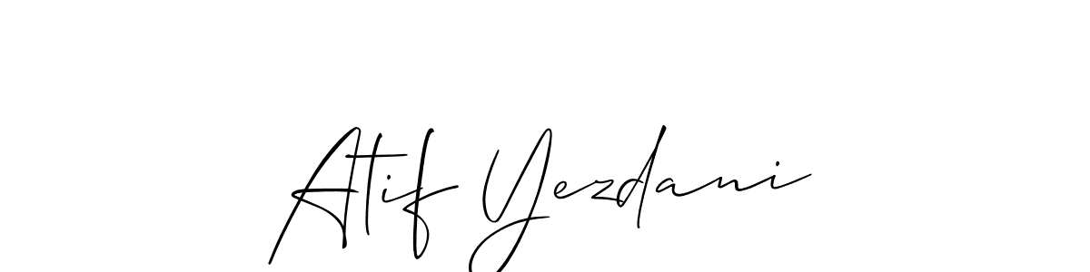 if you are searching for the best signature style for your name Atif Yezdani. so please give up your signature search. here we have designed multiple signature styles  using Allison_Script. Atif Yezdani signature style 2 images and pictures png