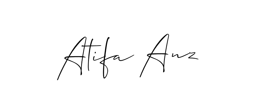 The best way (Allison_Script) to make a short signature is to pick only two or three words in your name. The name Atifa Anz include a total of six letters. For converting this name. Atifa Anz signature style 2 images and pictures png