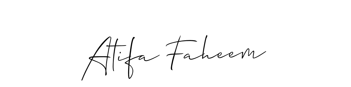 Also we have Atifa Faheem name is the best signature style. Create professional handwritten signature collection using Allison_Script autograph style. Atifa Faheem signature style 2 images and pictures png