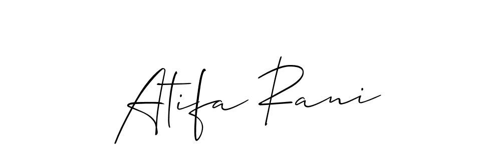 It looks lik you need a new signature style for name Atifa Rani. Design unique handwritten (Allison_Script) signature with our free signature maker in just a few clicks. Atifa Rani signature style 2 images and pictures png