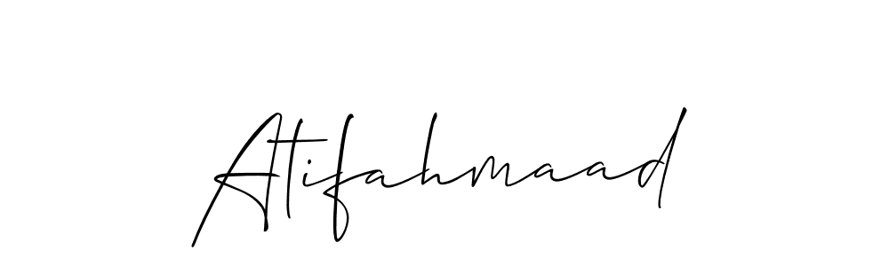 Allison_Script is a professional signature style that is perfect for those who want to add a touch of class to their signature. It is also a great choice for those who want to make their signature more unique. Get Atifahmaad name to fancy signature for free. Atifahmaad signature style 2 images and pictures png