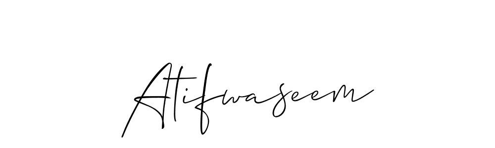 Allison_Script is a professional signature style that is perfect for those who want to add a touch of class to their signature. It is also a great choice for those who want to make their signature more unique. Get Atifwaseem name to fancy signature for free. Atifwaseem signature style 2 images and pictures png