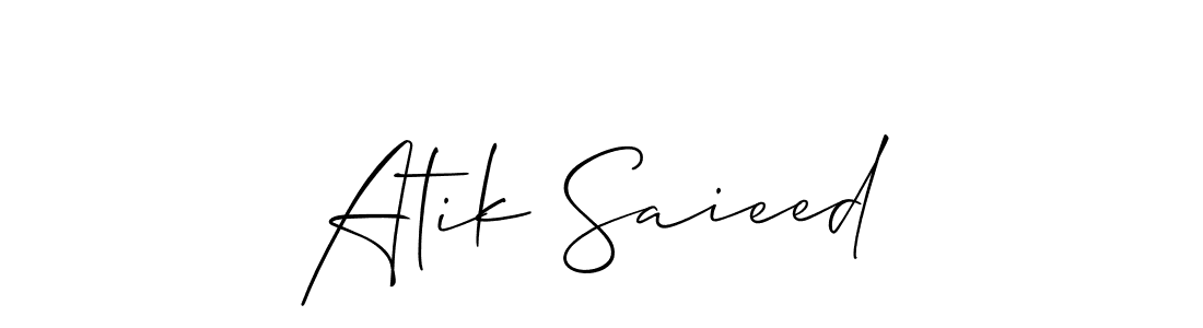 Similarly Allison_Script is the best handwritten signature design. Signature creator online .You can use it as an online autograph creator for name Atik Saieed. Atik Saieed signature style 2 images and pictures png