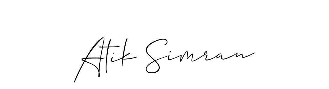Allison_Script is a professional signature style that is perfect for those who want to add a touch of class to their signature. It is also a great choice for those who want to make their signature more unique. Get Atik Simran name to fancy signature for free. Atik Simran signature style 2 images and pictures png