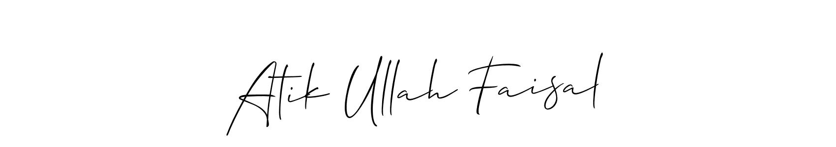 The best way (Allison_Script) to make a short signature is to pick only two or three words in your name. The name Atik Ullah Faisal include a total of six letters. For converting this name. Atik Ullah Faisal signature style 2 images and pictures png