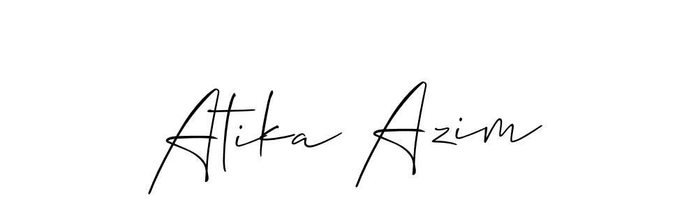 You should practise on your own different ways (Allison_Script) to write your name (Atika Azim) in signature. don't let someone else do it for you. Atika Azim signature style 2 images and pictures png