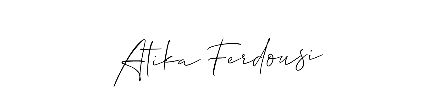 How to make Atika Ferdousi name signature. Use Allison_Script style for creating short signs online. This is the latest handwritten sign. Atika Ferdousi signature style 2 images and pictures png