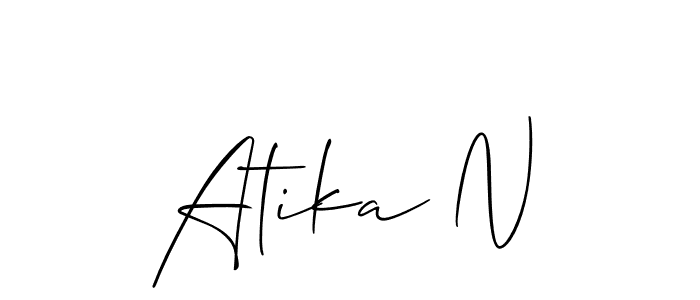 Make a short Atika N signature style. Manage your documents anywhere anytime using Allison_Script. Create and add eSignatures, submit forms, share and send files easily. Atika N signature style 2 images and pictures png