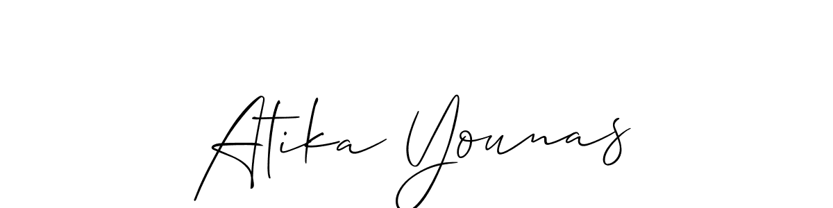 Design your own signature with our free online signature maker. With this signature software, you can create a handwritten (Allison_Script) signature for name Atika Younas. Atika Younas signature style 2 images and pictures png