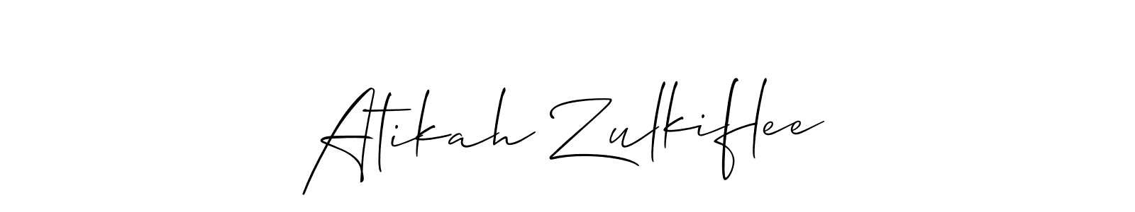 This is the best signature style for the Atikah Zulkiflee name. Also you like these signature font (Allison_Script). Mix name signature. Atikah Zulkiflee signature style 2 images and pictures png