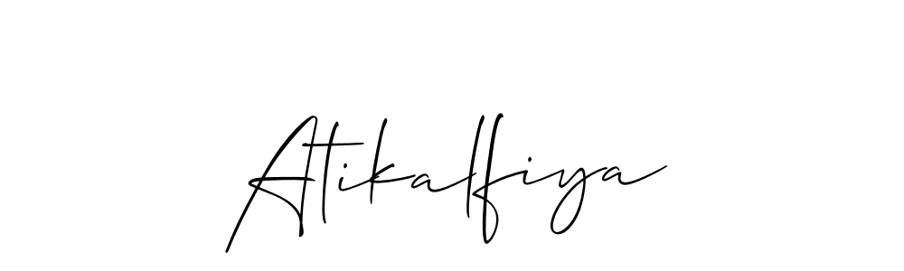 The best way (Allison_Script) to make a short signature is to pick only two or three words in your name. The name Atikalfiya include a total of six letters. For converting this name. Atikalfiya signature style 2 images and pictures png