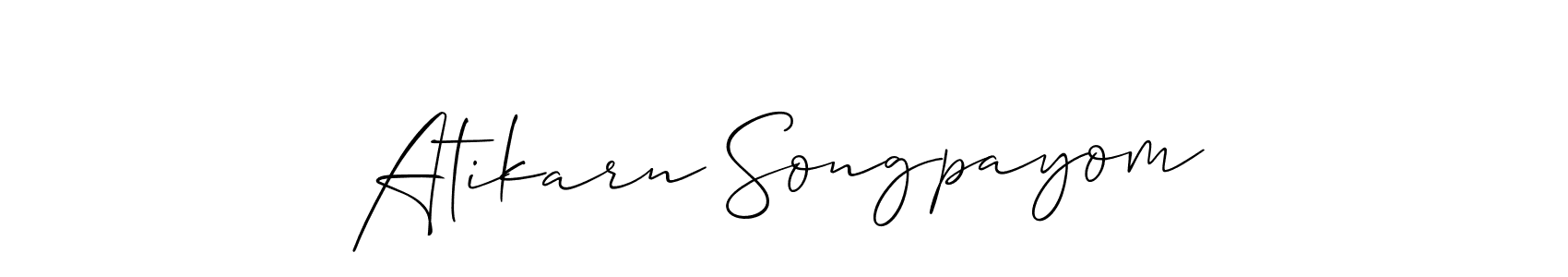 Make a beautiful signature design for name Atikarn Songpayom. With this signature (Allison_Script) style, you can create a handwritten signature for free. Atikarn Songpayom signature style 2 images and pictures png