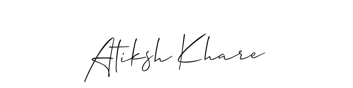 This is the best signature style for the Atiksh Khare name. Also you like these signature font (Allison_Script). Mix name signature. Atiksh Khare signature style 2 images and pictures png