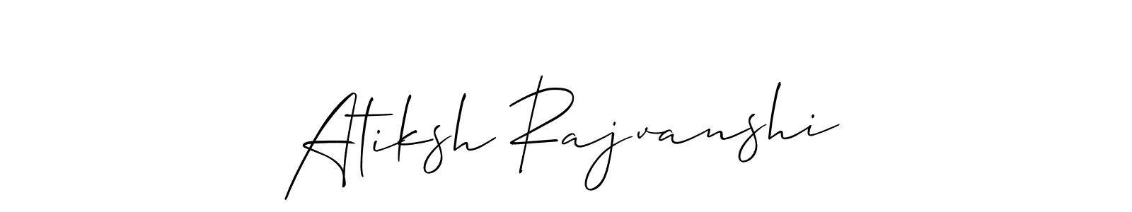 It looks lik you need a new signature style for name Atiksh Rajvanshi. Design unique handwritten (Allison_Script) signature with our free signature maker in just a few clicks. Atiksh Rajvanshi signature style 2 images and pictures png