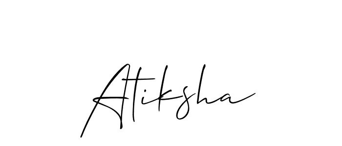 Use a signature maker to create a handwritten signature online. With this signature software, you can design (Allison_Script) your own signature for name Atiksha. Atiksha signature style 2 images and pictures png