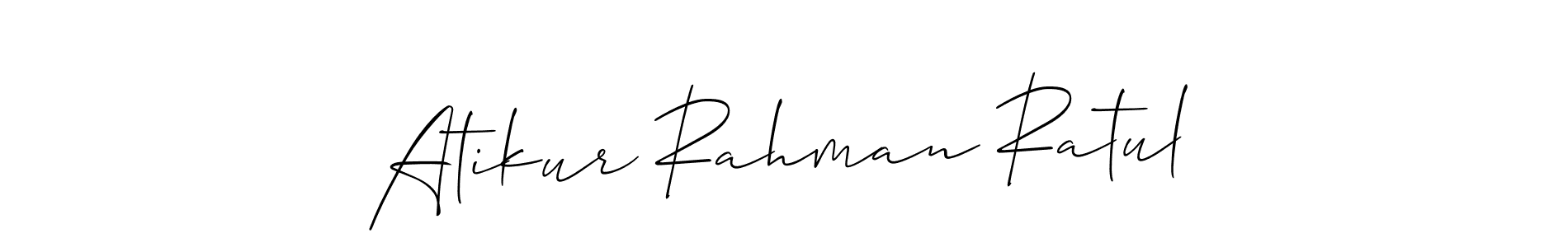 How to make Atikur Rahman Ratul name signature. Use Allison_Script style for creating short signs online. This is the latest handwritten sign. Atikur Rahman Ratul signature style 2 images and pictures png