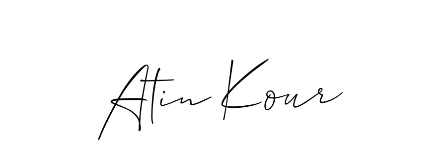 The best way (Allison_Script) to make a short signature is to pick only two or three words in your name. The name Atin Kour include a total of six letters. For converting this name. Atin Kour signature style 2 images and pictures png