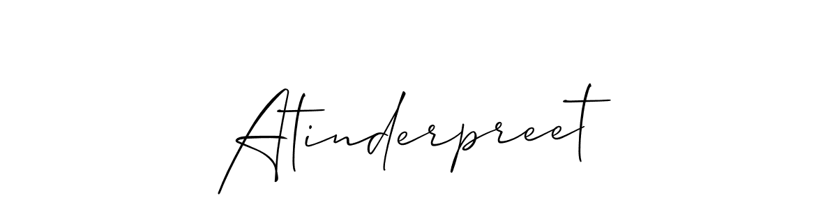 Make a short Atinderpreet signature style. Manage your documents anywhere anytime using Allison_Script. Create and add eSignatures, submit forms, share and send files easily. Atinderpreet signature style 2 images and pictures png