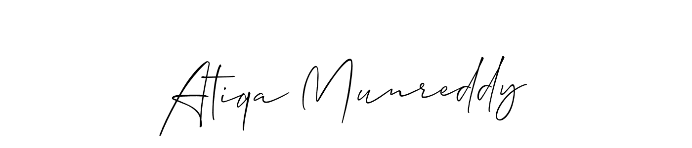 How to make Atiqa Munreddy name signature. Use Allison_Script style for creating short signs online. This is the latest handwritten sign. Atiqa Munreddy signature style 2 images and pictures png