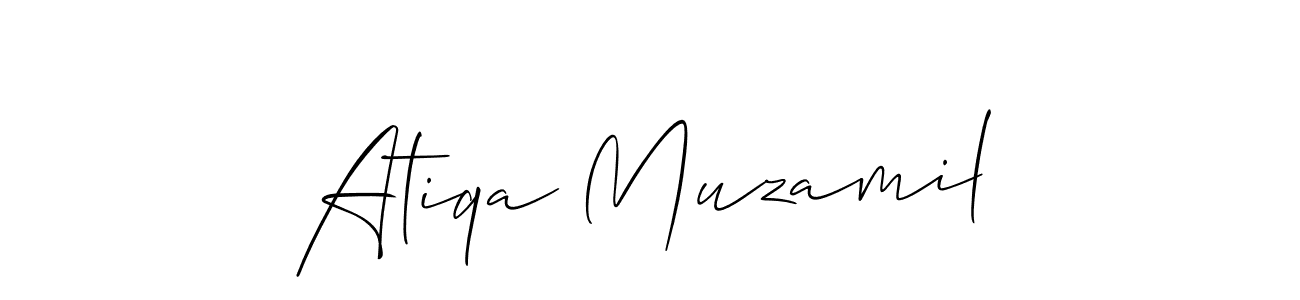 Use a signature maker to create a handwritten signature online. With this signature software, you can design (Allison_Script) your own signature for name Atiqa Muzamil. Atiqa Muzamil signature style 2 images and pictures png