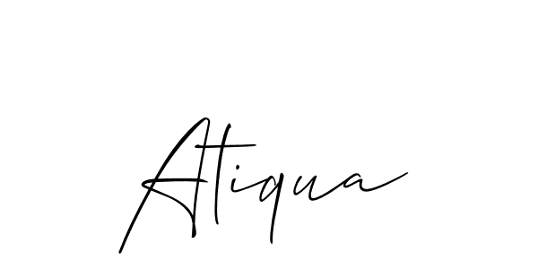 Make a beautiful signature design for name Atiqua. With this signature (Allison_Script) style, you can create a handwritten signature for free. Atiqua signature style 2 images and pictures png